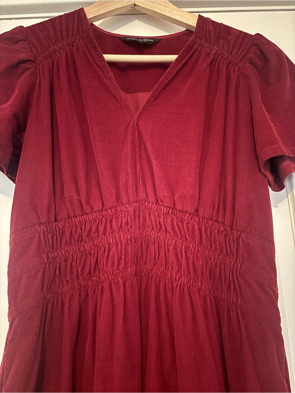 Velvet Heart Mini Cord Tiered Midi Dress